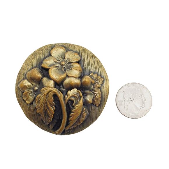 Flower Brooch Round Floral Pin Botanical Statement Boho Rustic Nature Garden - Picture 4 of 5